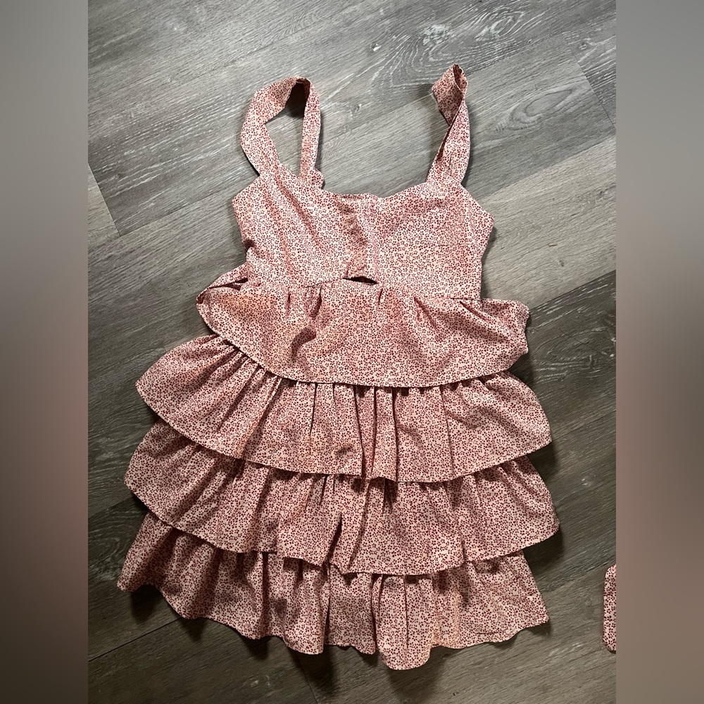 Pink Tiered Ruffle Dress